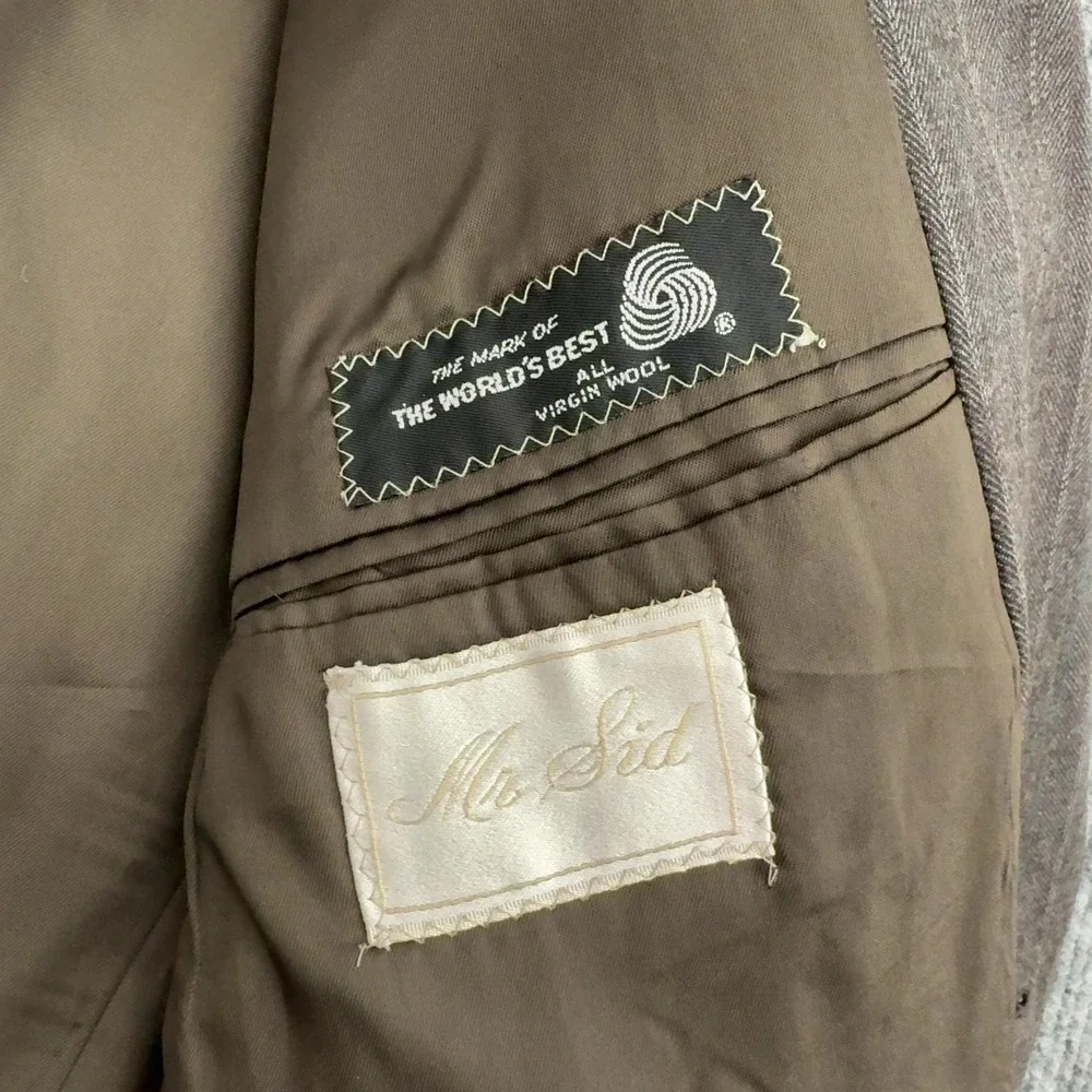 Vintage Mr Sid Blazer Mens 22.5x32.5 Brown Virgin Wool Pinstripe Sport Coat USA